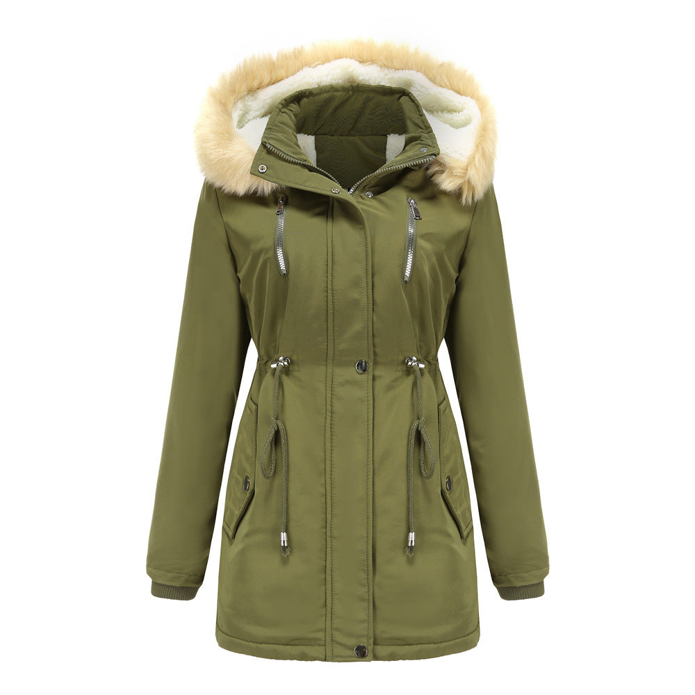 Damen isolierte Winterjacke mit abnehmbarem Kunstfellkragen ModeGeist