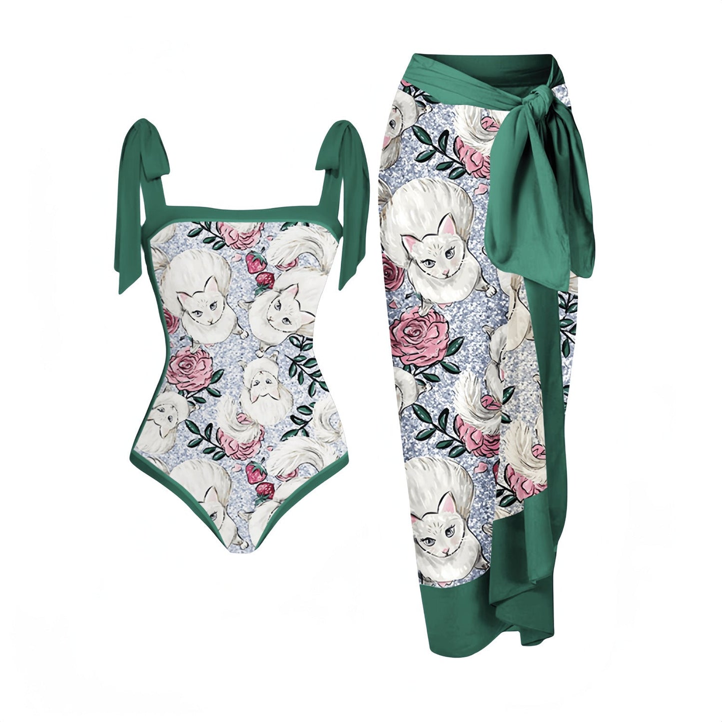 Elegantes Damen Bademode-Set mit Maxirock und Bindebändern von MODEGEIST