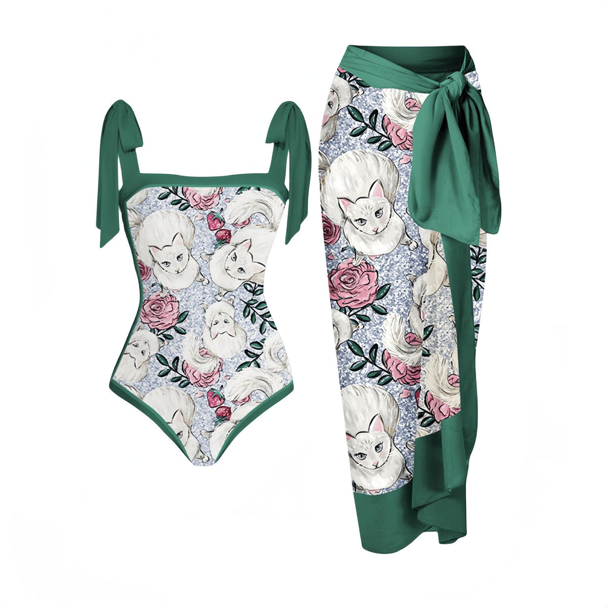 Elegantes Damen Bademode-Set mit Maxirock und Bindebändern von MODEGEIST