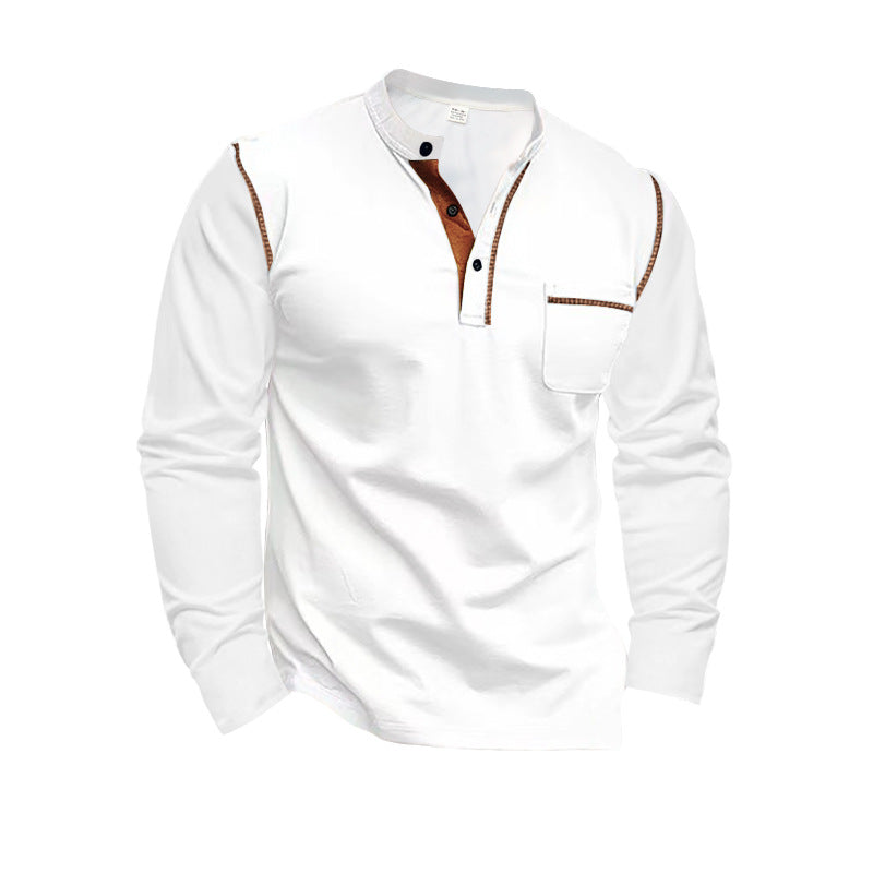 Herren Langarm-Henley-Shirt mit modischen Kontrastdetails ModeGeist