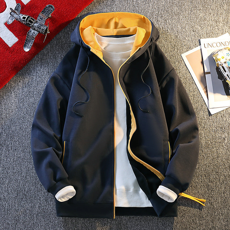 Herren modische Kapuzenjacke mit kontrastierenden Details ModeGeist