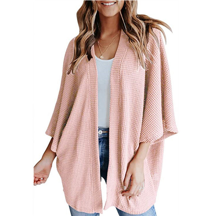 Damen lässiger Strickjacke im Waffelmuster ModeGeist