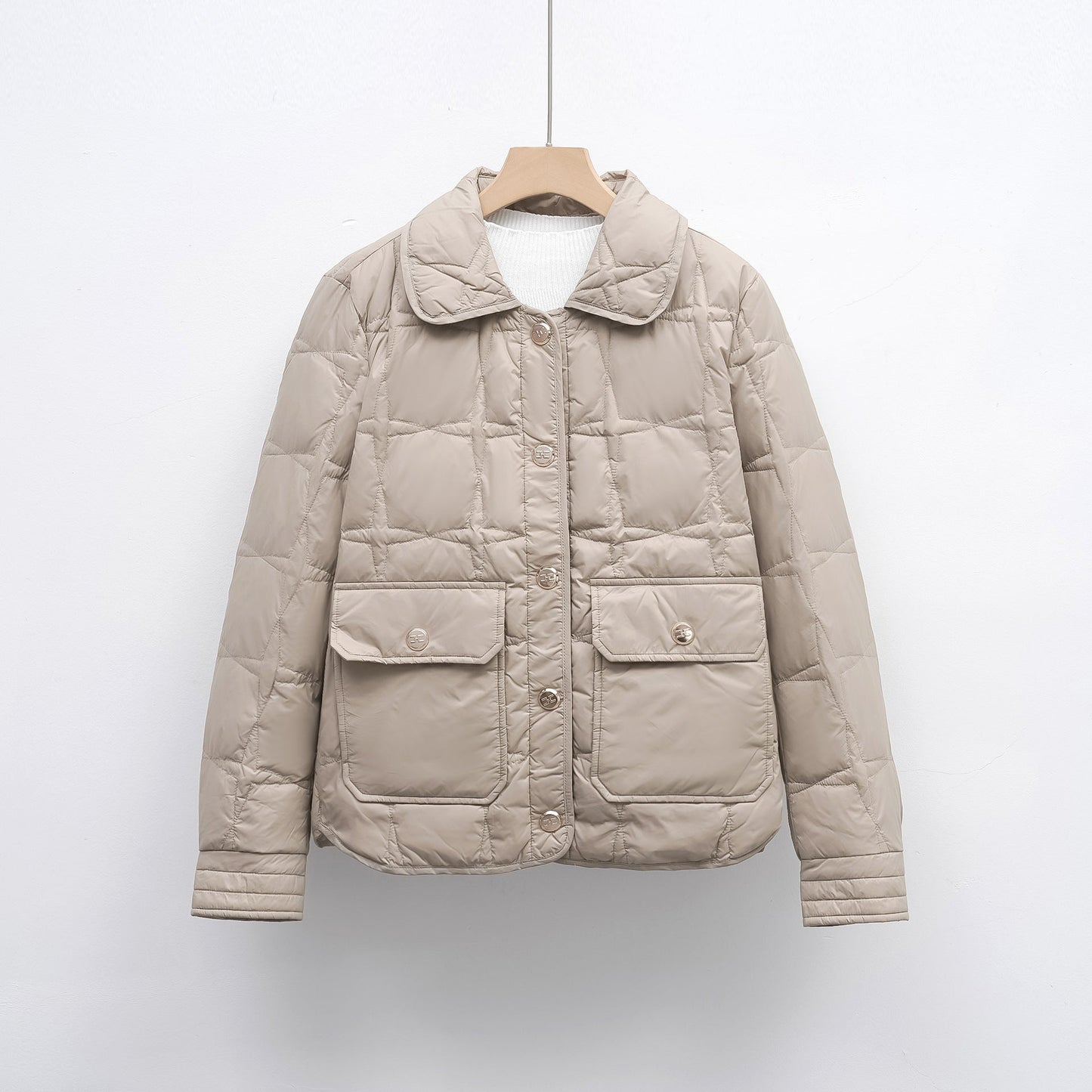 Damen modische gesteppte Jacke mit Taschen und Knopfverschluss ModeGeist