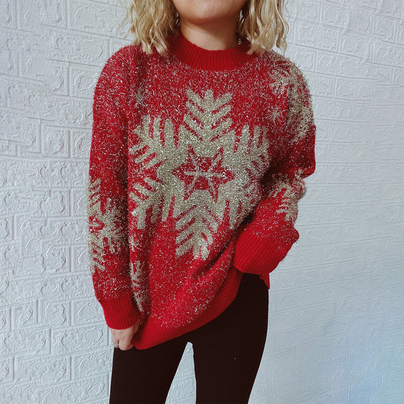 ModeGeist | Weihnachtlicher Strickpullover Mit Festlichem Motiv