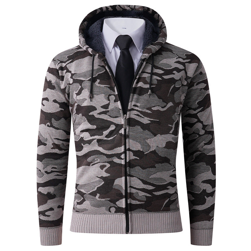 Herren modischer Hoodie mit gefütterter Kapuze und kräftigem Camouflage-Muster ModeGeist