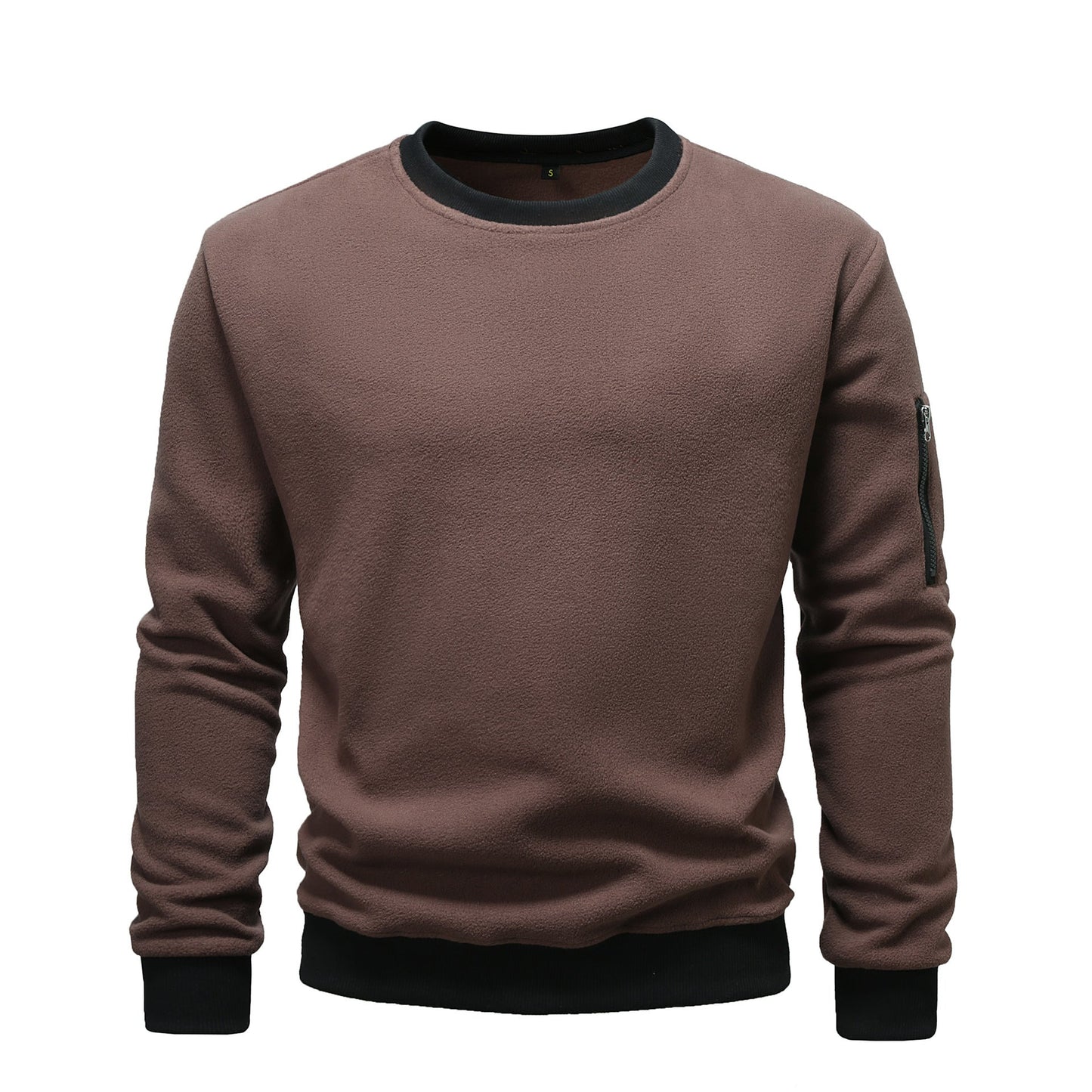 Herren kuscheliger Fleece-Pullover mit Reißverschlusstasche ModeGeist