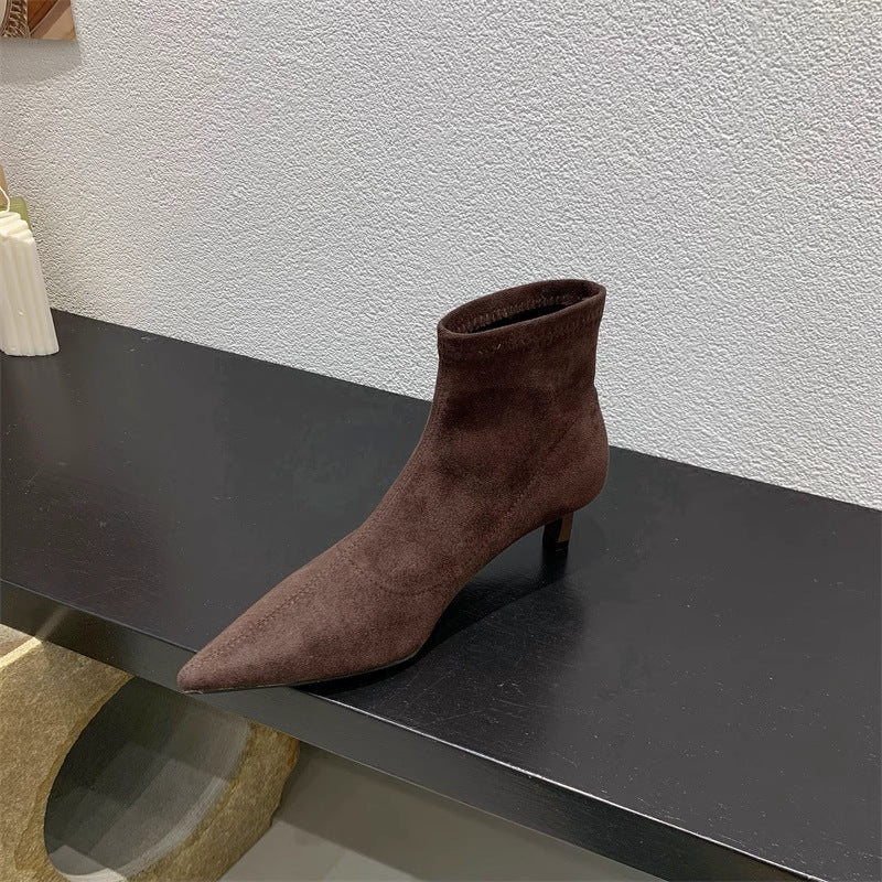 Damen Elegante Ankle-Boots aus weichem Wildleder mit modischem Stiletto ModeGeist