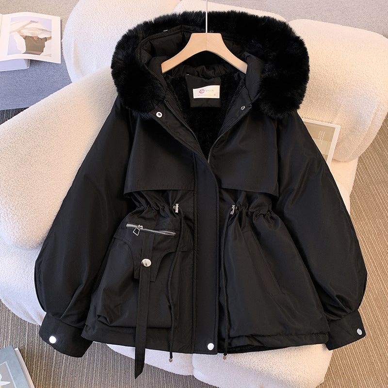 Damen elegante Winterjacke mit abnehmbarem Kunstpelzkragen ModeGeist