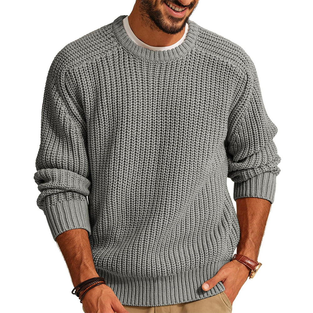 Herren Grobstrick Pullover mit Rundhalsausschnitt und lässigem Schnitt ModeGeist