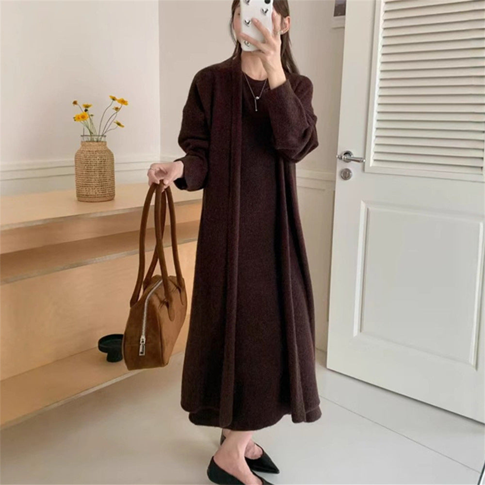 Damen Maxi-Strickkleid mit legerem Schnitt und langem Ärmel ModeGeist