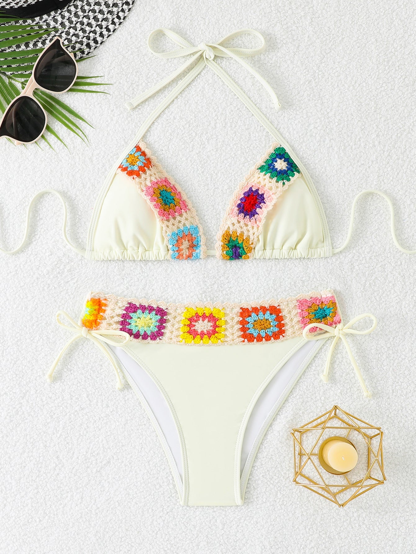 Bikini-Set für Damen, Dreieck-Modell, gehäkelt, verstellbare Träger, MODEGEIST