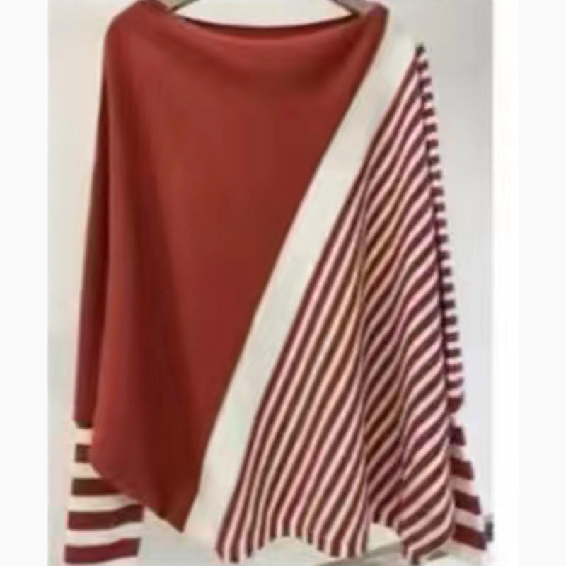 Damen modischer Strickpullover mit asymmetrischem Schnitt und grafischem Streifenmuster ModeGeist