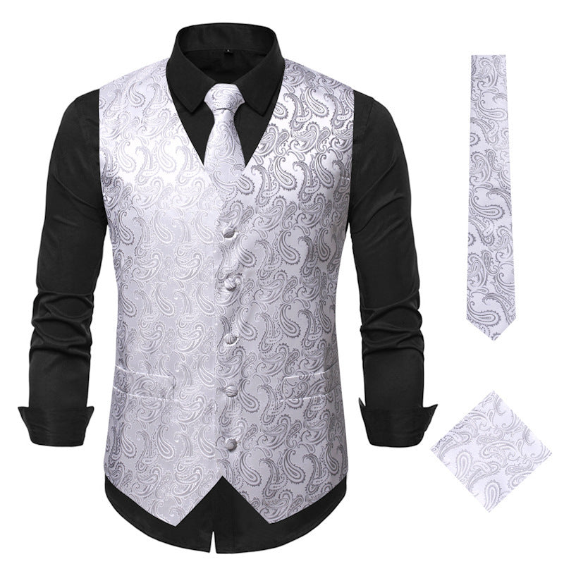 Herren elegante Anzugweste mit eleganten Paisley-Muster und passendem Zubehör ModeGeist