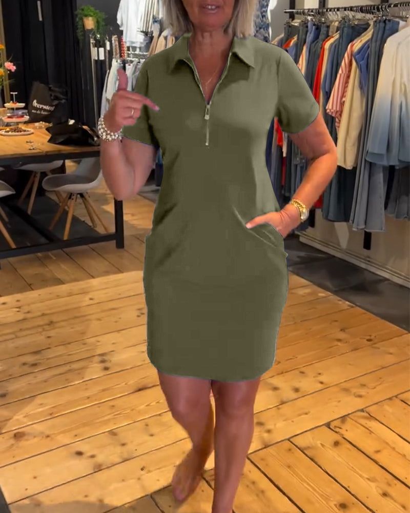 Kurzes Damenkleid mit Reißverschluss und Taschen von MODEGEIST