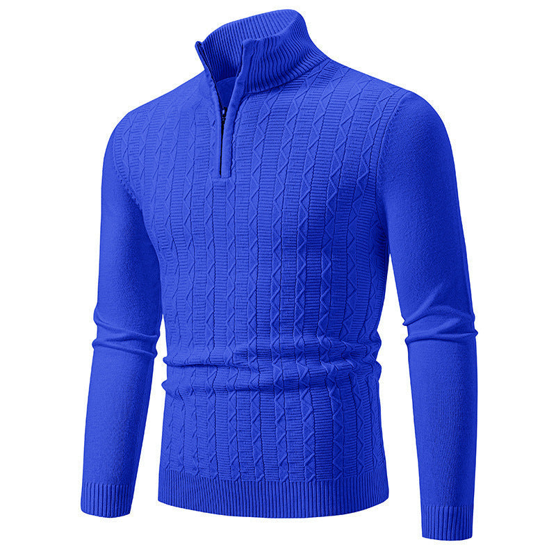 Herren modischer Strickpullover mit Stehkragen und Reißverschluss ModeGeist