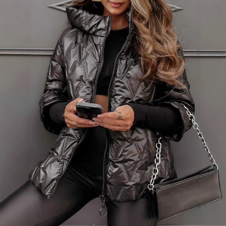 Damen Steppjacke mit hochabschließendem Kragen und breitem Ärmel ModeGeist