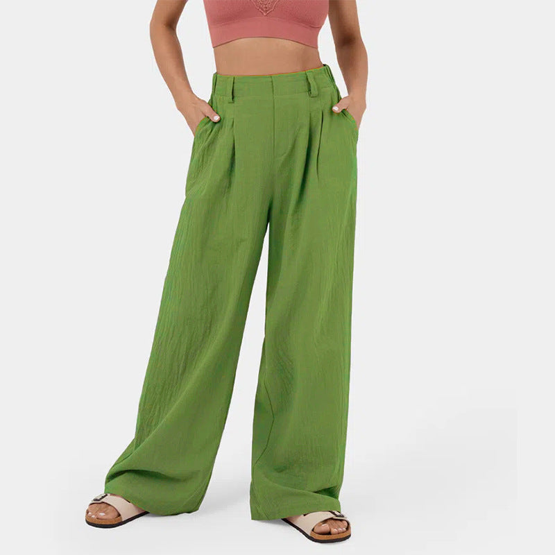 Damen Weite Chinohose mit elegantem Faltenwurf und seitlichen Taschen ModeGeist