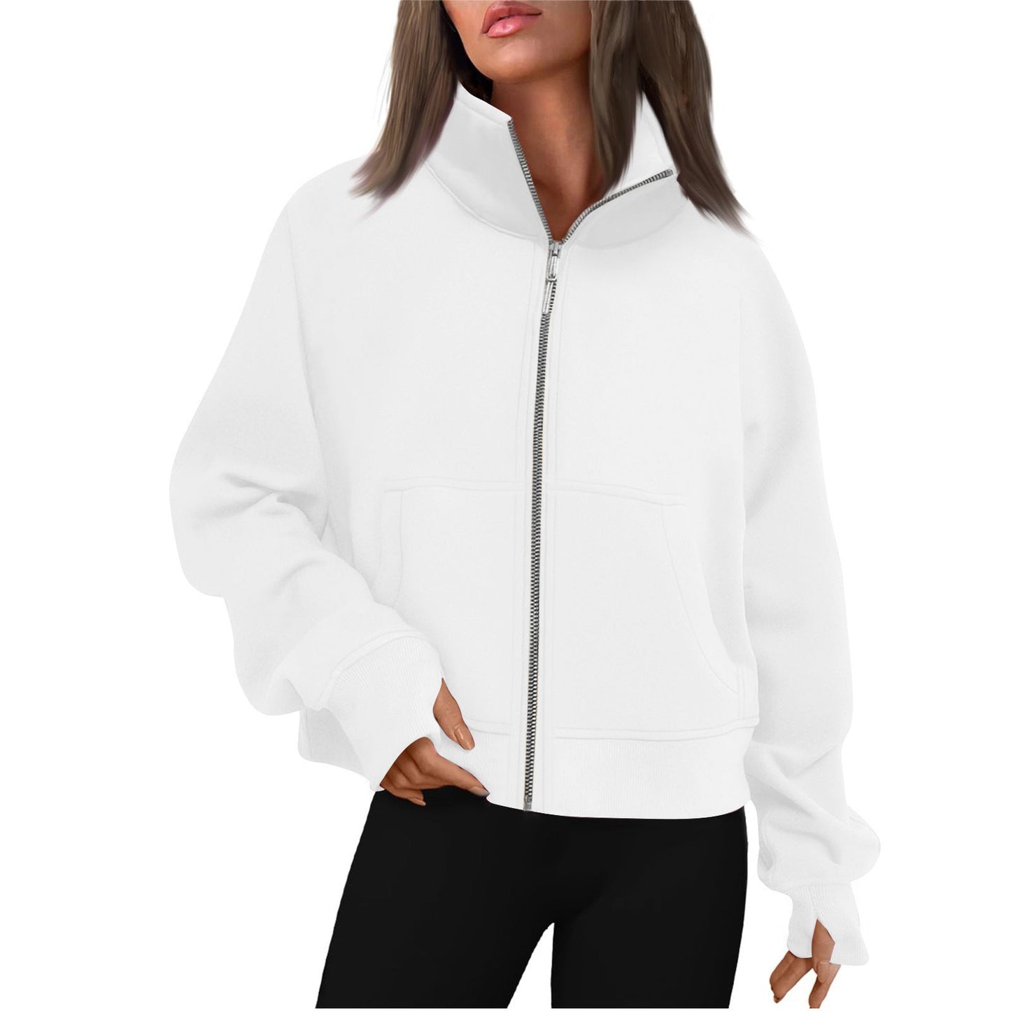 Damen bequeme Sweatjacke mit hohem Kragen ModeGeist