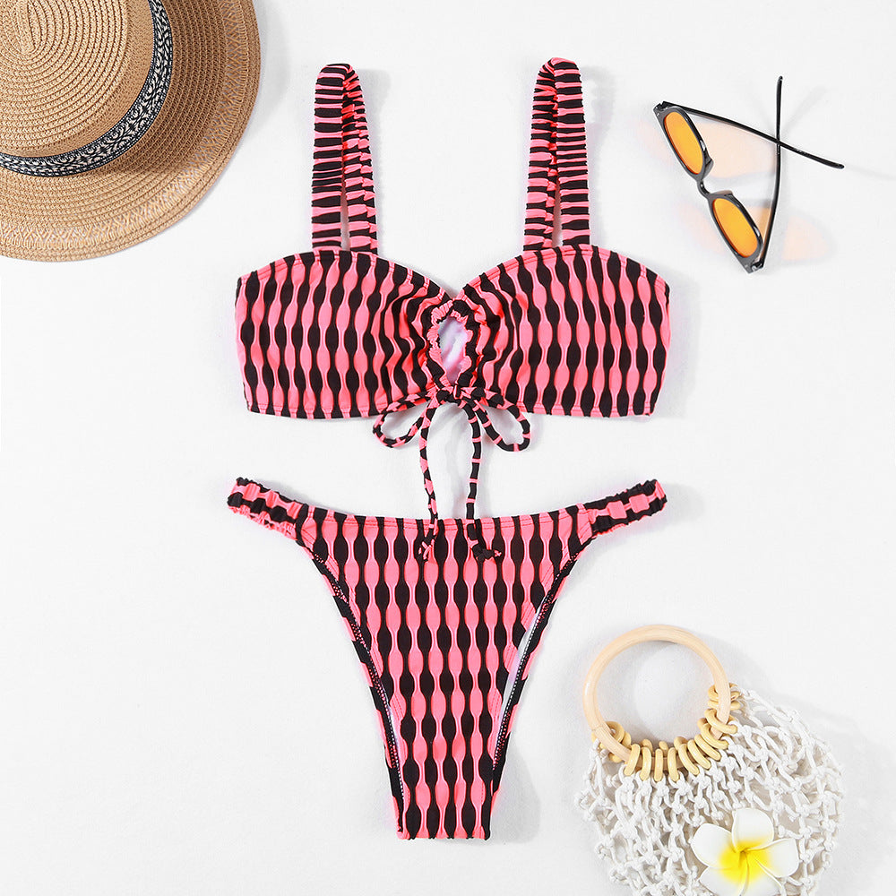 Stylish Brazilian Cut Tie-Front Bikini Set for Women