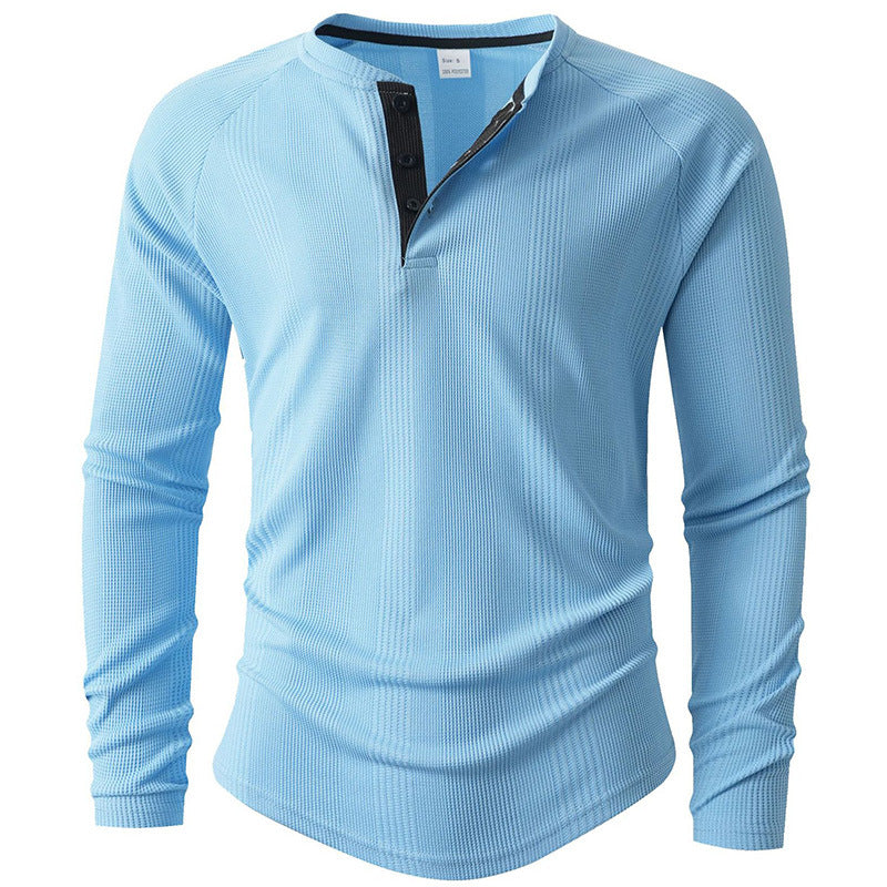 Herren Langarm Henley-Shirt mit strukturierter Oberfläche ModeGeist