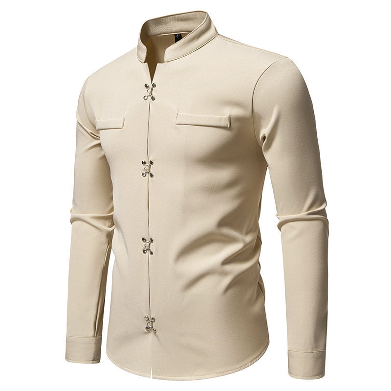 Herren Hemd mit asiatischem Knopfdesign ModeGeist