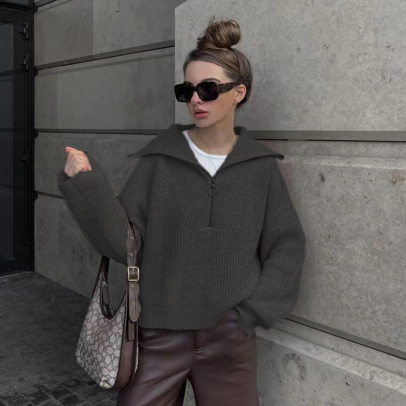 ModeGeist | Rippstrickpullover mit Reißverschluss Weich und Warm Lässig Schick