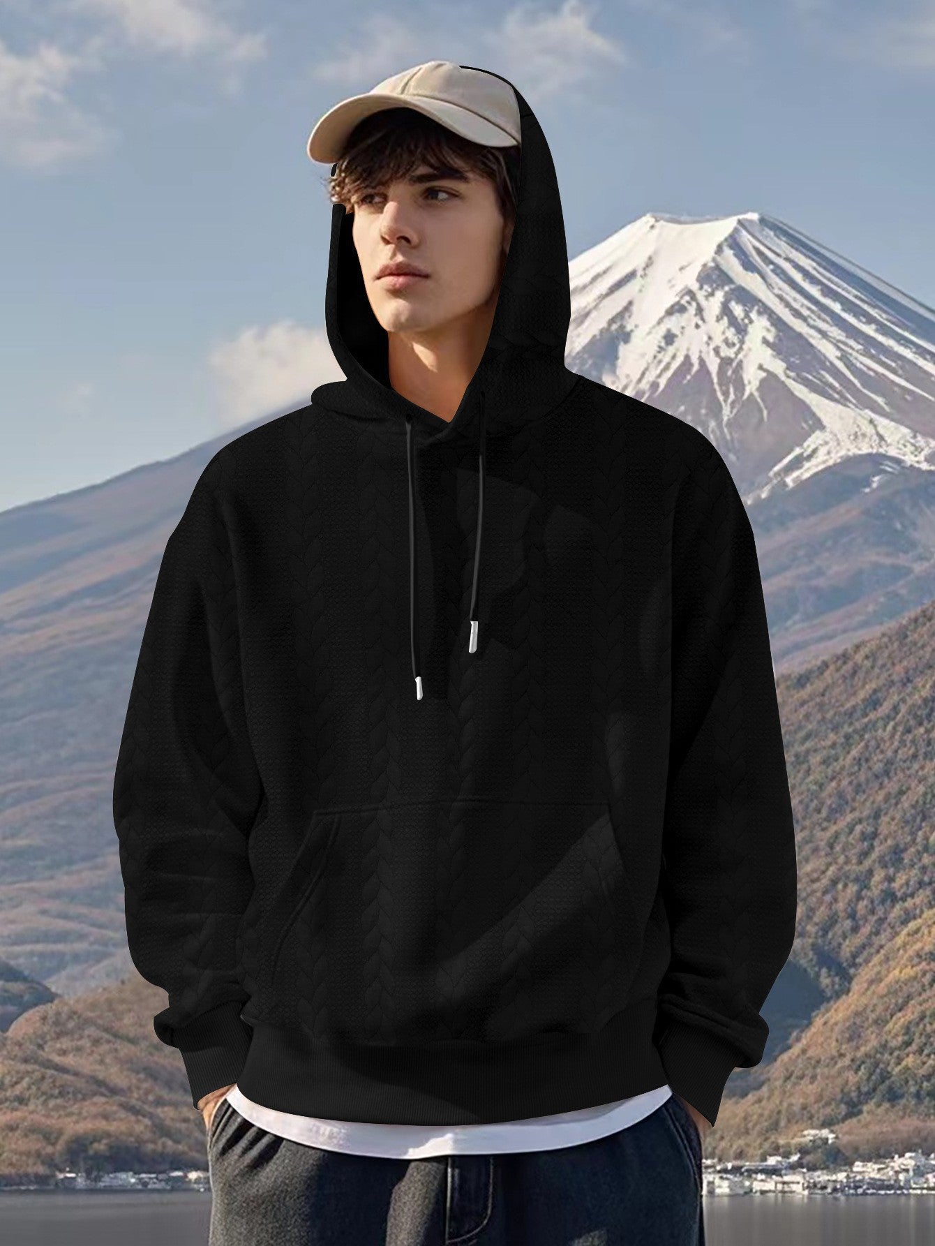 Herren Hoodie mit strukturiertem Design und Kängurutasche ModeGeist