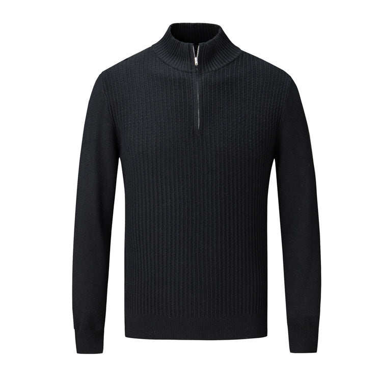 Herren Strickpullover mit modernem Stehkragen und feinem Rippdesign ModeGeist
