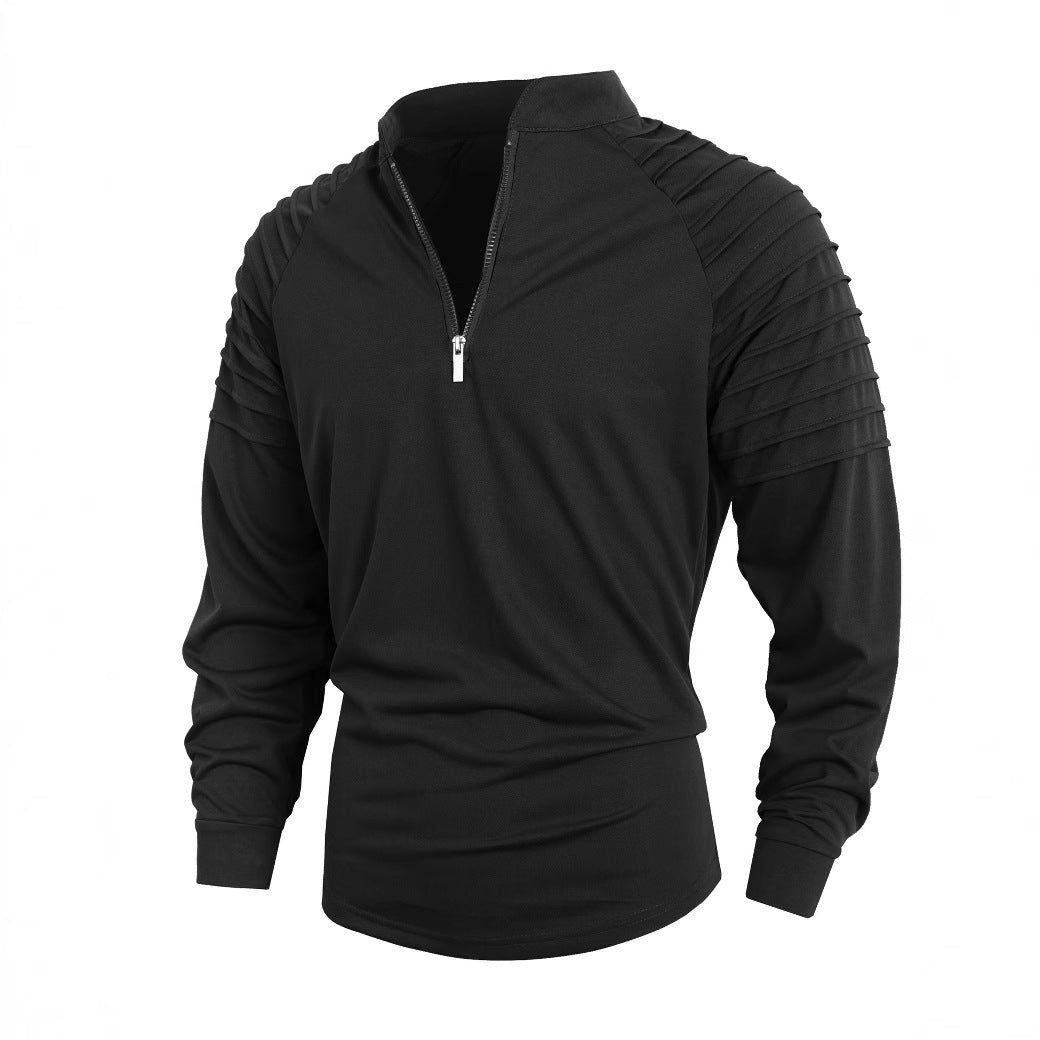 Herren Langarmshirt mit modernem Stehkragen und Reißverschluss ModeGeist
