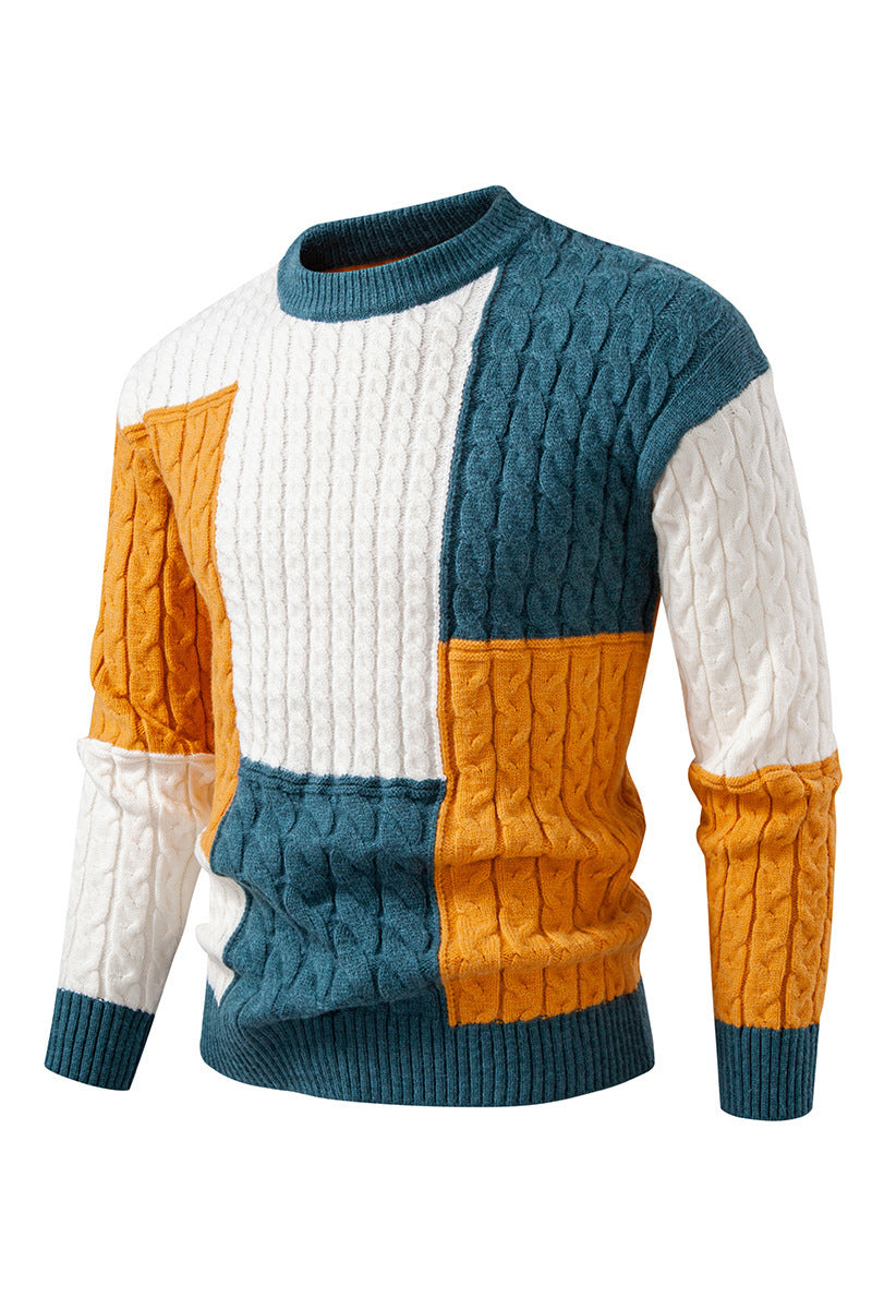 Herren modischer Strickpullover mit kreativer Farbblock-Optik ModeGeist