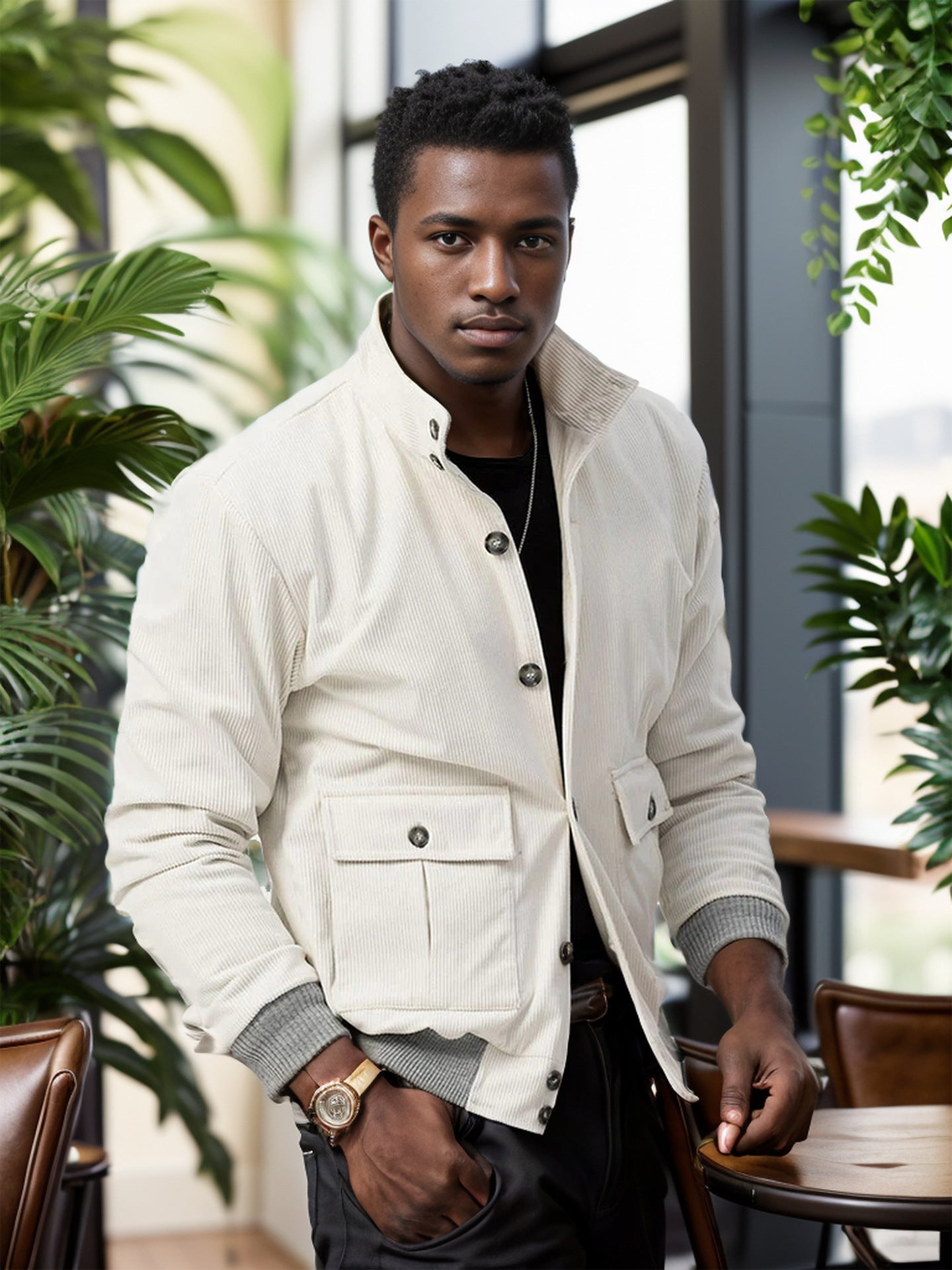 Herren moderne Cordjacke mit praktischen Taschen ModeGeist