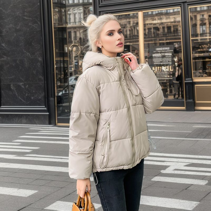 Damen modische Pufferjacke mit verstellbarer Kapuze und dicken Isolierungen ModeGeist