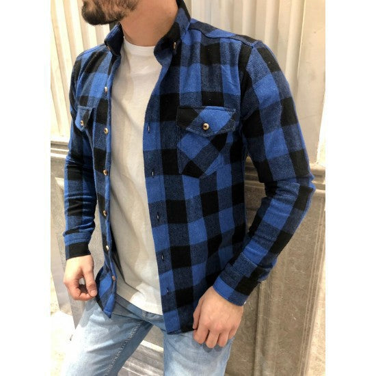 Herren klassisches Flanellhemden mit Karomuster und praktischen Brusttaschen ModeGeist