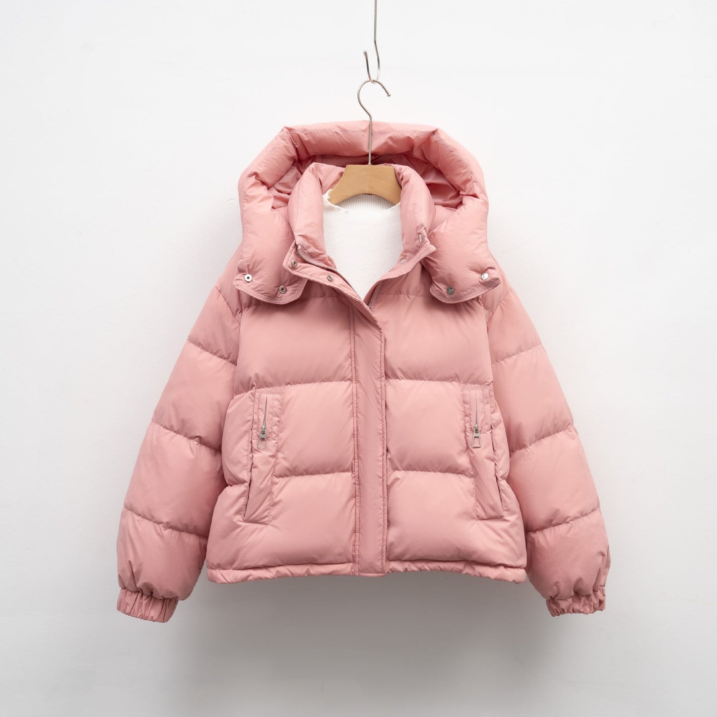 Damen Pufferjacke mit abnehmbarer Kapuze und voluminösem Schnitt ModeGeist
