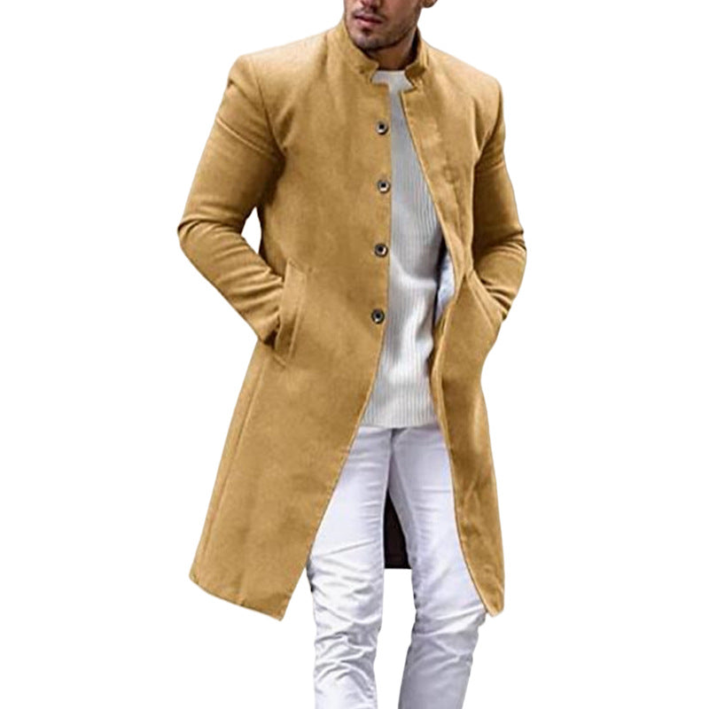 Herren eleganter Langmantel mit schmalem Schnitt und hohen Kragen ModeGeist