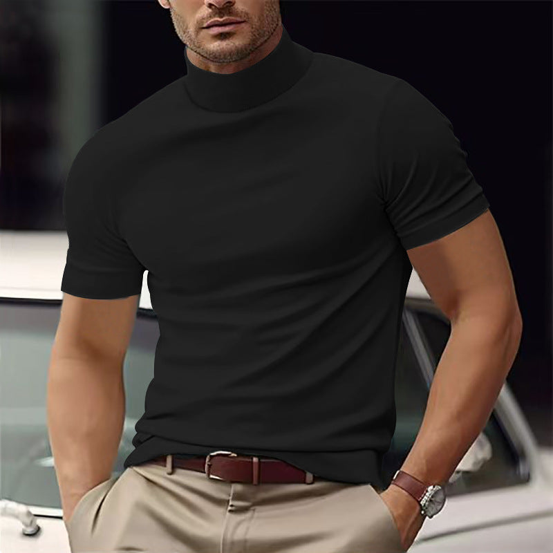 Herren Kurzarm Turtleneck T-Shirt ModeGeist
