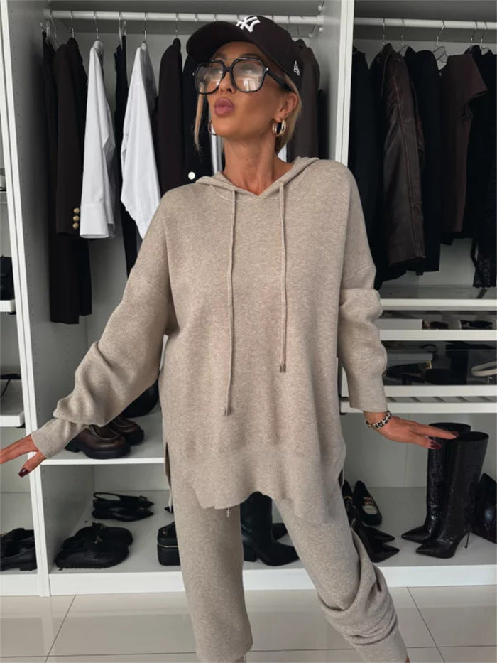 Damen gemütliches Hoodie- und Jogginghose-Set mit seitlichen Taschen ModeGeist