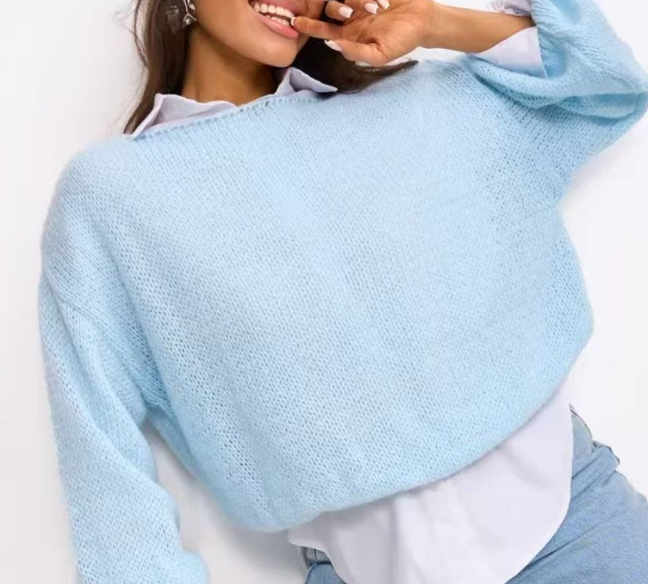 Damen lässiger Oversize-Pullover mit ballonförmigen Ärmeln und strukturiertem Maschenmuster ModeGeist
