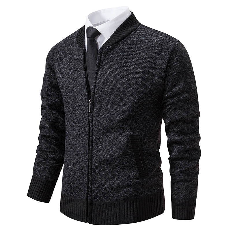 Herren Strickjacke mit modernem Zippverschluss und strukturiertem Design ModeGeist