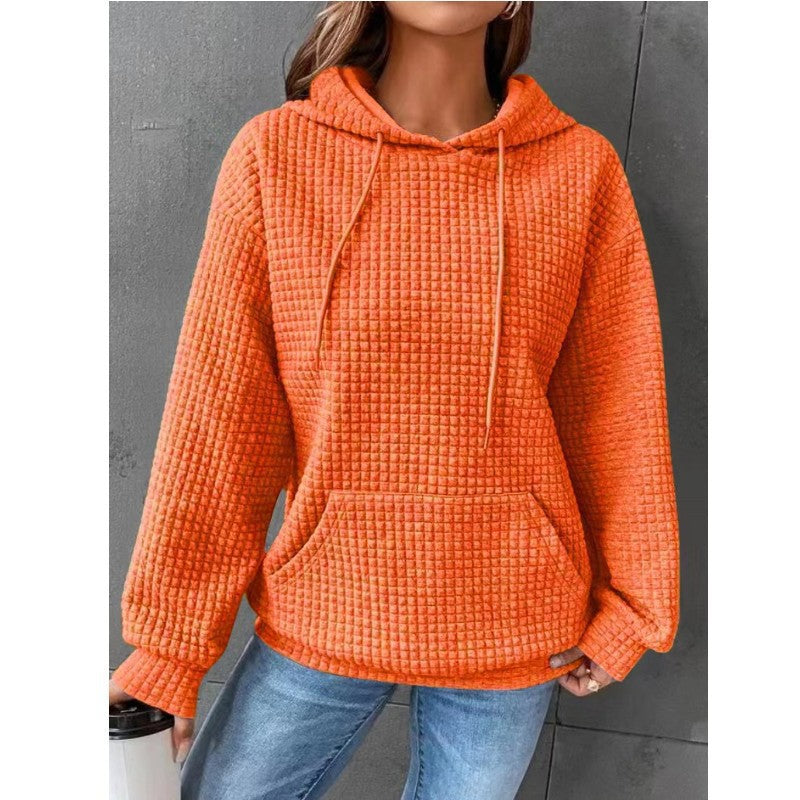 Damen Waffelstruktur Hoodie mit Kängurutasche und lässigem Schnitt ModeGeist