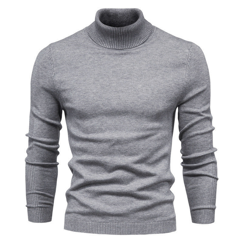 Herren Strickpullover mit hohem Kragen und feinem Rippmuster ModeGeist