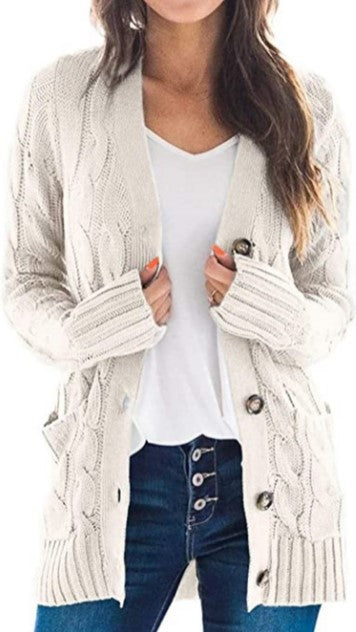 Damen Strickjacke mit strukturiertem Kabelmuster und praktischen Taschen ModeGeist