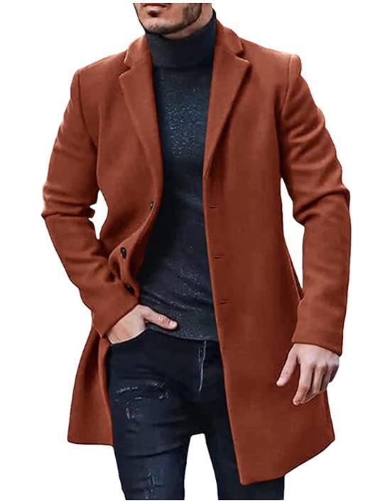 Herren eleganter länger geschnittener Wollmantel mit klassischen Revers ModeGeist