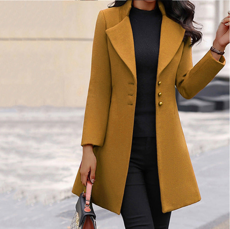 Damen Elegante und moderne Langjacke mit strukturiertem Kragen ModeGeist