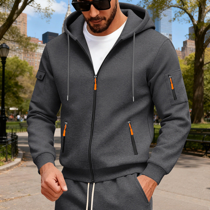 Herren sportlicher Kapuzenpullover mit modischen Schnellverschlüssen und praktischen Taschen ModeGeist