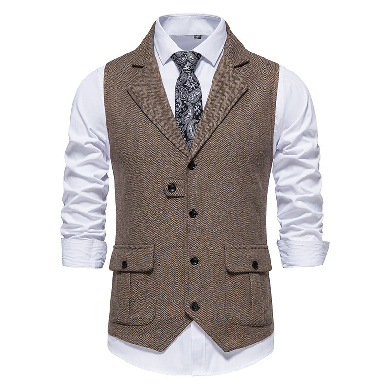 Herren Anzugweste aus hochwertigem Herringbone-Stoff ModeGeist