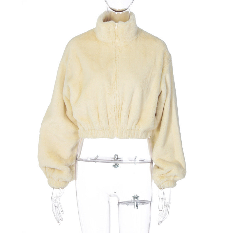 Kurze Damen Fleecejacke mit hohem Kragen von MODEGEIST