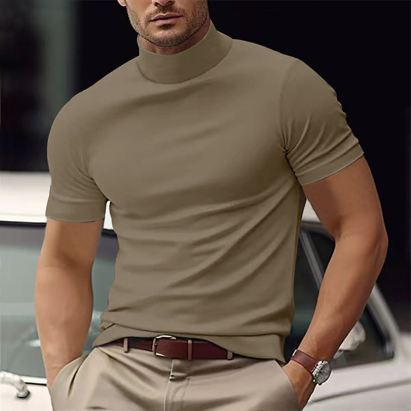 Herren Kurzarm Turtleneck T-Shirt ModeGeist