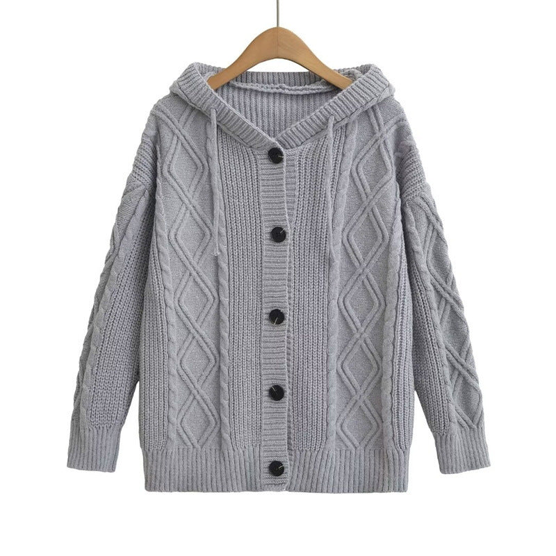 Damen Strickjacke mit Kapuze und modischem Zopfmuster ModeGeist - ModeGeist
