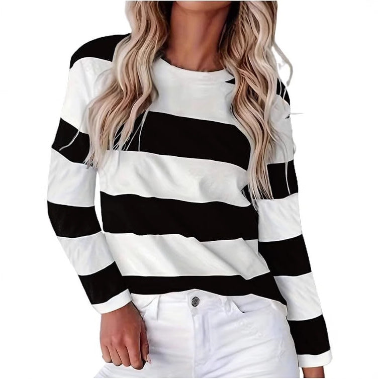 Damen lässiges gestreiftes Langarmshirt ModeGeist
